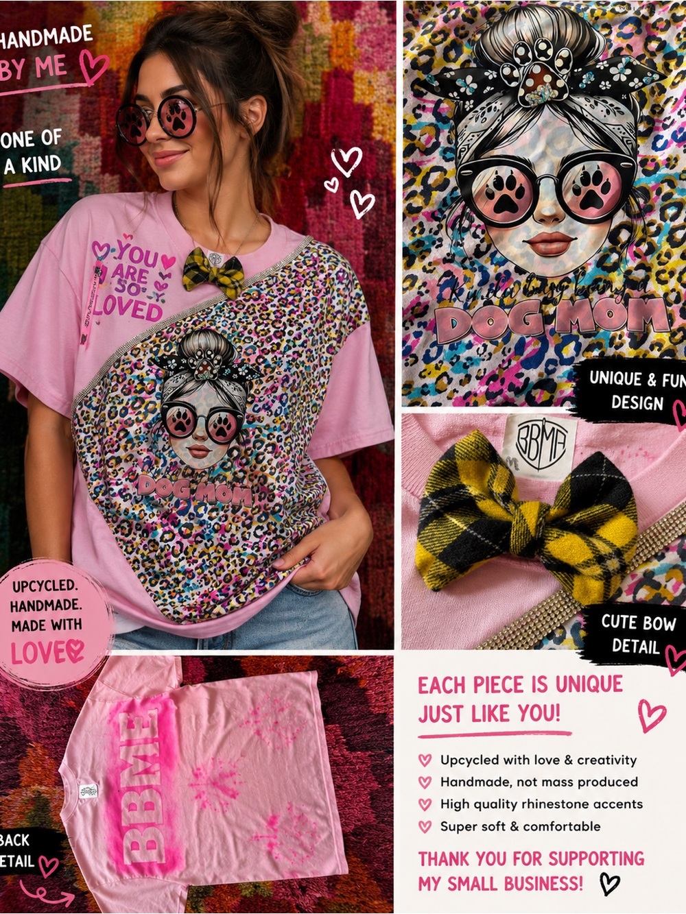 Dog Mom Graphic Short Sleeve Tee - Multicolor